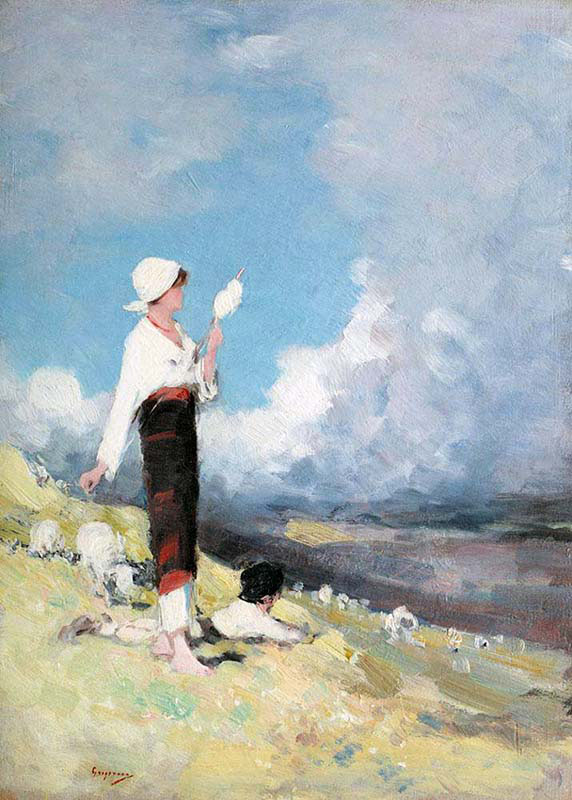 Peasant Woman with flock of Sheep Muscelului Valley